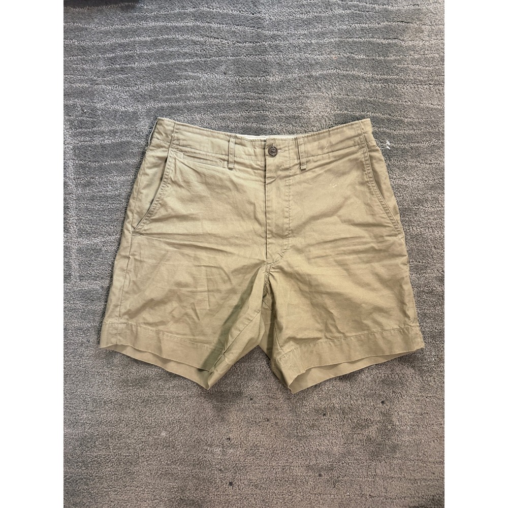 Buck Mason Deck Shorts Mens 30 Olive Khaki Green 100% Cotton Drawstring 7 Inseam